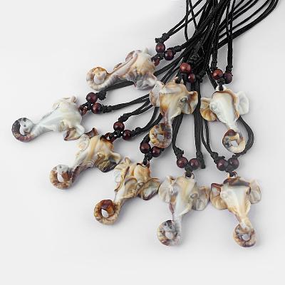 China TRENDY Wholesale Yak Bone Brown / White Tribal Elephant Chief Charms Pendant Necklace Men Necklace Jewelry for sale