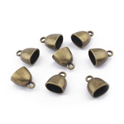 China Wholesale Silver/Bronze End Zinc Alloy Bell-shape Bead For Leather Licorice Rope Bracelet Jewelry Making 10*6mm for sale