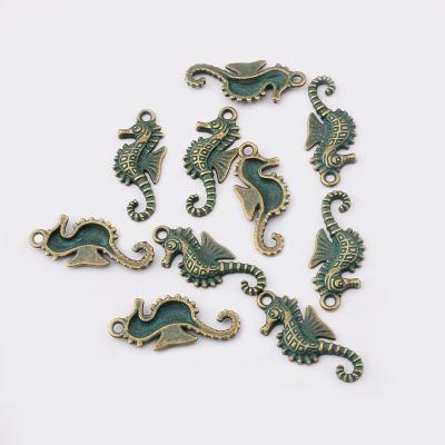 China FASHIONABLE Ancient Greek Bronze Seahorse Charms Bead Pendants Necklace Bracelet Jewelry Findings 29x12mm for sale