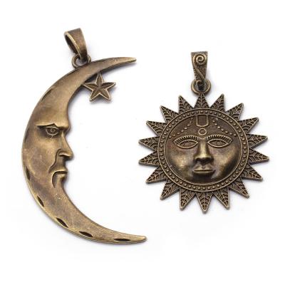 China FASHIONABLE Large Antique Bronze Sun Moon Charms Pendant For Necklace Jewery Findings Handmade Making for sale