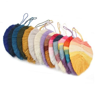 China Wholesale Cotton Yarn Fabric Tassels Leaves Shape Fringes Jewelry Dangle Earring Approx 12*9cm/4.72inch*3.54inch for sale