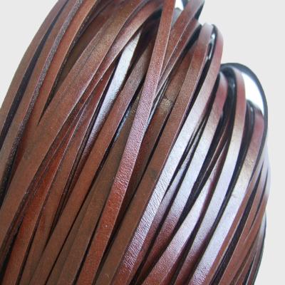 China Bracelet Necklace Sandal Making 10Yards 5mm Flat Leather Rope Coffee Color 5x2mm Genuine Flat Leather Bracelet Jewelry Material For Jewelry Making Findings for sale