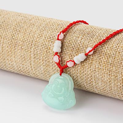 China FASHIONABLE Natural Green Jadee Buddha Necklace Fashion Chinese Style Red Rope Chain Agatee Jadee Lucky Stone Buddha Pendant for sale