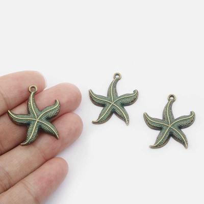 China FASHIONABLE wholesale antique verdigris patina metal bronze starfish charms pendant for DIY bracelet necklace jewelry findings making for sale