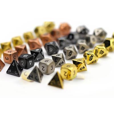 China Wholesale DND Games Die Cuts Full Set Rose Gold Silver Antique Copper Game RPG Dies Set Polyhedral Metal Sharp DND Die Cuts Game Custom for sale