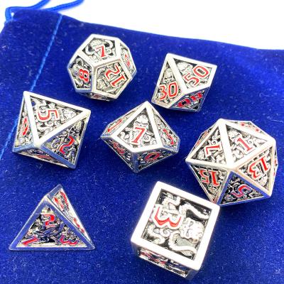 China High Quality DND Games DND Dice Set Polyhedral Dice Dungeons and Hollow Dragons Metal Dice With Blue Bag for sale