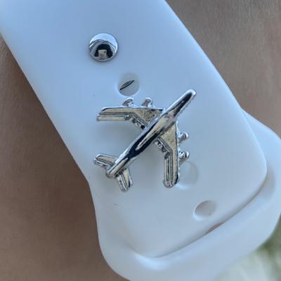 China Stainless Steel Metal Airplane Watch Band Charms for Smart Watch Travel Style Studs for Watch Decorations for sale