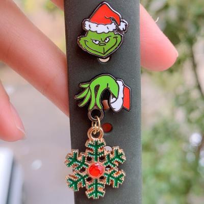 China Stainless Steel Christmas Grinch Enamel Watch Band Decoration Hard Stub For Apple Watch Strap Disney Watch Band Charms for sale