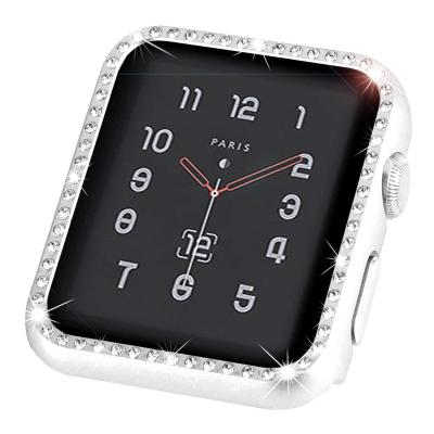 China Stainless Steel iWatch Protector Aluminum Metal Frame Cover, Shiny Diamond Sliver Case For Apple Watch for sale