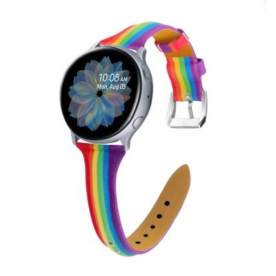 China 22mm Leather Rainbow Leather Watch Band For Samsung S3 Watch Band Leather Band for sale