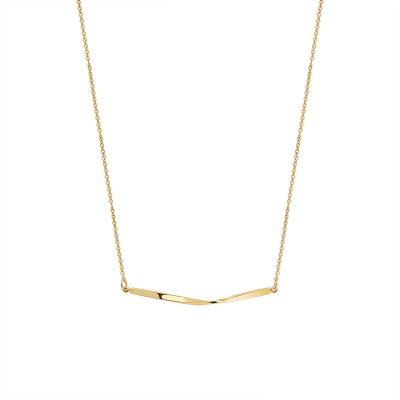 China FASHIONABLE Best Price 18K Gold Geometric Necklace Customization Twisting Bow Smile Necklace Dangle Custom Ladies Bar Chain for sale