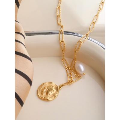 China 2021 Best Selling 304 Stainless Steel Pepper Clip Chain Coin Necklace Dome Twisted Pendant Necklace FASHIONABLE for sale