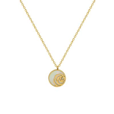 China Fashionable Jewelry Necklace Clavicle Chain Shell Rose Pendant Necklace Stainless Steel Gold Best Seller In 2021 for sale