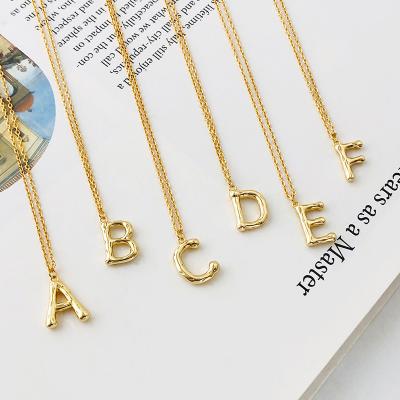 China FASHIONABLE Gumus Kolye Gold Plated 925 Sterling Silver Hammered Letter Necklace Customized Personalized Initial Necklace For Women for sale