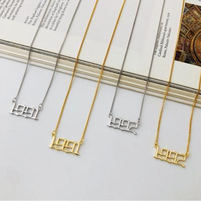 China FASHIONABLE Kalung Wanita 925 Hollow Silver Pendant Number Necklace Year Birth Neck Chain Women Birthday Gift Thin Cuban Necklaces for sale