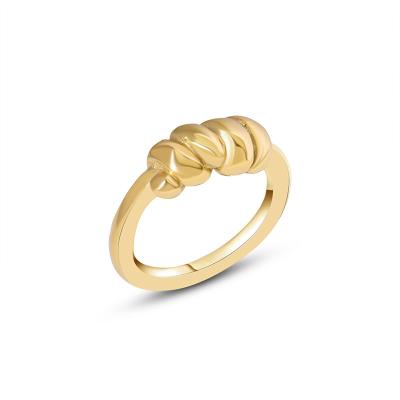 China FASHIONABLE Moge Best Seller 18K Gold Plated Geometry Pattern Ins Style Knuckles Exaggerated Twist Ring for sale