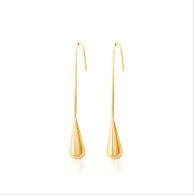 China FASHIONABLE Water Drop Earring Long Stainless Steel Gold Metal Hook Drop Earrings Gold Plated for sale