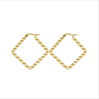 China FASHIONABLE Wholesale Custom Geometric Steel Square Titanium Steel Color Square Earring Gold Plated Earring Jewelry for sale