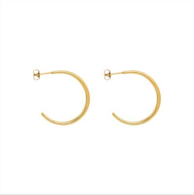 China 2021 Trendy Cylindrical Rose Gold Plated C Gold Shape Earring Silver Manufacturer Earrings for sale