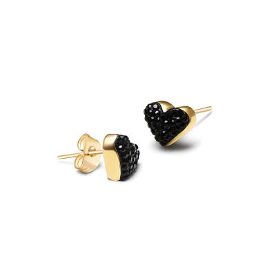 China New FASHIONABLE Design 14K Gold Plated Crystal Heart Stud Earrings Gold Heart Stud Earring for sale