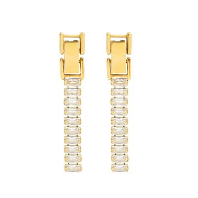 China Best Price Vintage Metal Trendy Chain Earring Rough Fashion Diamond Lady Stud Earrings for sale