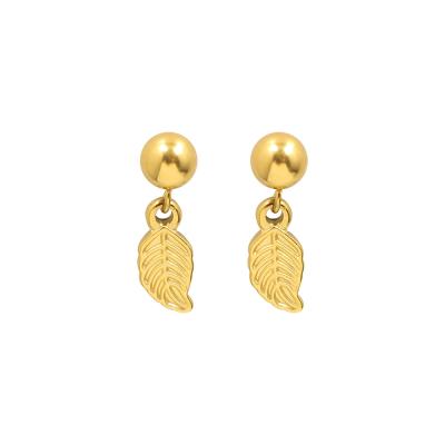 China Custom Wholesale TRENDY 18K Gold Plated Leaf Earring Vintage Earring Accessories Ladies Design Small for sale