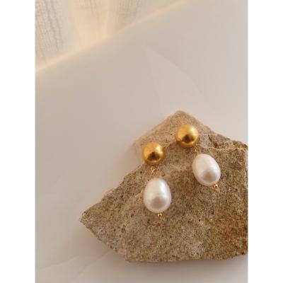 China TRENDY 2021 Size Quality Gold Plated Dangle Real Freshwater Pearl Earring Jewelry Statement New Arrivals for sale