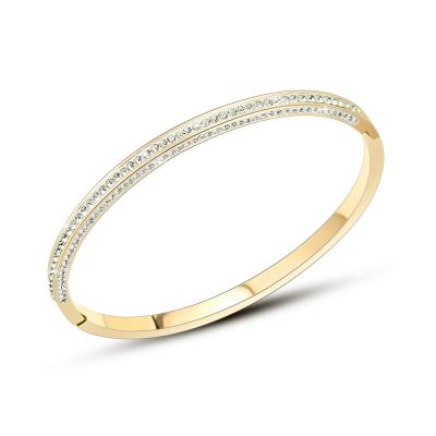 China High Quality Simple Zircon FASHIONABLE Diamond Charm Bangle Style Bracelet For Women Jewelry Stainless Steel for sale