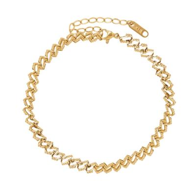 China FASHIONABLE Wholesale Custom Waterproof Foot Jewelry 18k Gold Color Stainless Steel Anklet Chain Women for sale