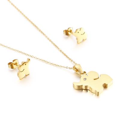 China CLASSIC Female Elephant Jewelry Manufacturer Set Stainless Steel Lady Korea Cute Animal Earrings for sale