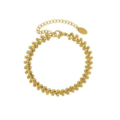 China 2021 TRENDY hot sale fashion personality gold color leaf necklace and bracelet set fine jewelry for sale