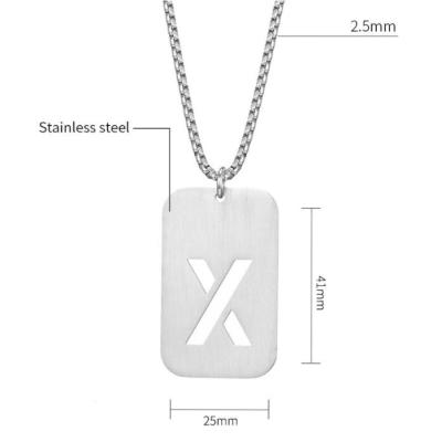 China TRENDY Custom Jewelry Trendy Initial Necklace Fashion Men and Women Silver Stainless Steel Pendant for sale