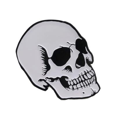 China North America Skull-Shape Design Creative Gifts Brooch Custom Metal Opens Gift Pin Badges For Apparel Badge Holder Promotion for sale