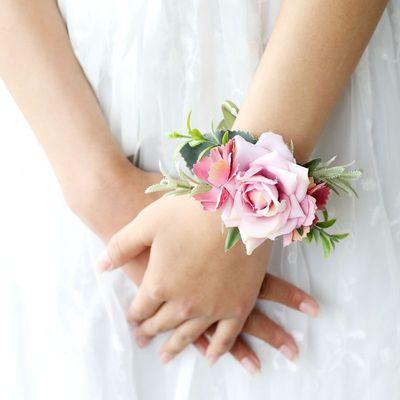 China Realistic Groom Best Man Aftificial Rose Wedding Flower Bridesmaid Wrist Corsage Shoes Hats Apparel Gift Packaging Floral Ornament for sale