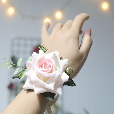 China Realistic Silk Flowers Afificial Rose Bride and Bridesmaid Wedding Prom Wrist Flower Groom Best Man Corsage for sale