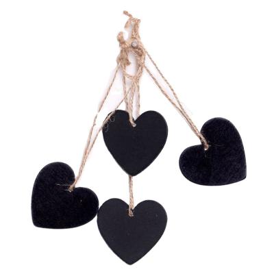 China Party Sign 6.5*6cm Mini Heart Chalkboard Wooden Blackboard with String Label Tags Wedding Place Card for sale