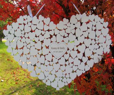 China Can use for Heart Wedding Guestbook Alternative Heart Wedding Guest Book Guestbook Personalized Engraved Hanging Hearts in 0.4 Inch-1.4 Inch for sale