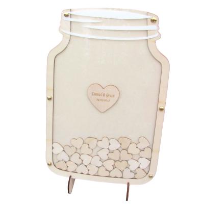 China Can use for guestbook Personalized Engraved Ivory Mason Jar Wedding Guest Book Drop Box Alternative Baby Shower Favors Guestbooks 40x26cm for sale