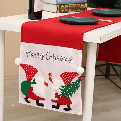 China Cute Christmas Decorations Flannel Old Man Table Runner Table Dress Tablecloth Stage Atmosphere Layout Table Runners for sale