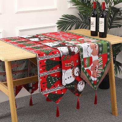 China Cute Christmas Ornament Knitted Cloth Tablecloth Spread Creative Christmas Table Runner Spread Table Old Man Decoration Home Decor for sale