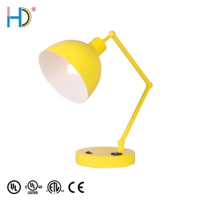 China Modern Warm High Quality Nordic Design Office Home Decor Hotel Yellow Metal Bed Side Reading Modern Luxury Study Desk Table Light Lamp for sale