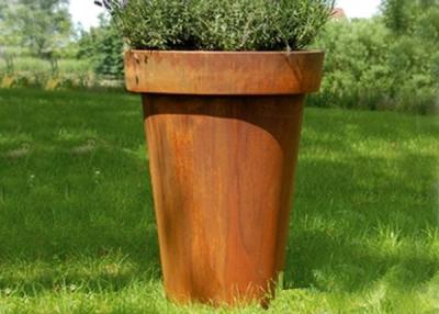 China Modern Flared Column Corten Steel Planter Flower Pot For Hotel Decoration for sale