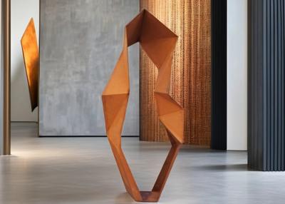 China Contemporary Abstract Geometric Metal Art Sculpture Modern Corten Steel Welding Technique for sale