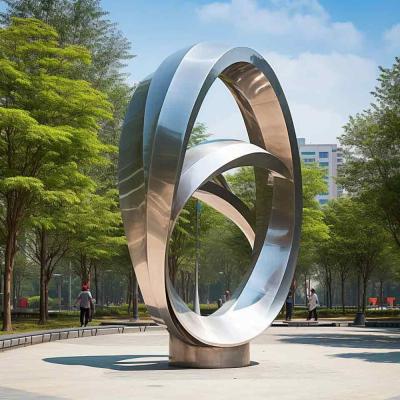 China Modern Outdoor Mirrored Abstract Stainless Steel Bud Sculpture for sale