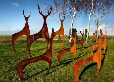 China Custom Mainstream Sculpture Garden Decoration Deer Sculpture Made Of Corten Steel for sale