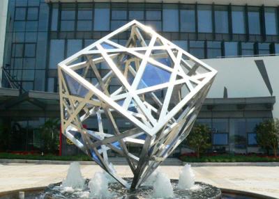 China Large Modern Cube Sculpture Stainless Steel Fountain Outdoor Decorative for sale