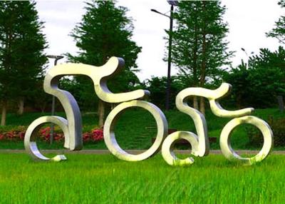 China Life Size Sport Sculpture Stainless Steel Cycling Sculpture Modern Style for sale