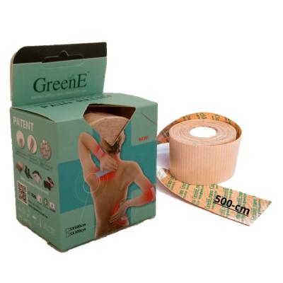 China GreenE Breathable Pain Relief Tape, 5.0-M Volume-Roll, True-Therapeutic Athletic Tape, Bio-F-IR+MPF-tech (Skin, 5x500-cm) for sale