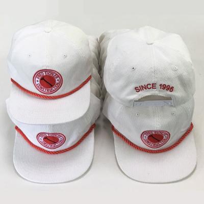 China JOINT Vintage Courdroy Hat Free Sample Snapback Unstructured Rope Hat Custom White for sale