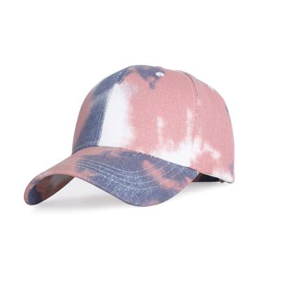 China Factory Price COMMON Custom Distressed Tie Dye White Hats Unconstructed Tie Dye Dad Base B Hat for sale